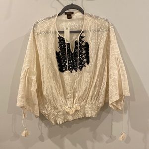 Anthropologie black & cream blouse small